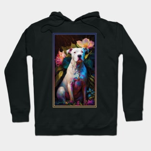 Dogo Argentino Dog Vibrant Tropical Flower Tall Digital Oil Painting Portrait Hoodie